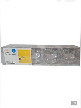 Room Essentials Clear Bubble Glass Taper Candleholders - Set of 4